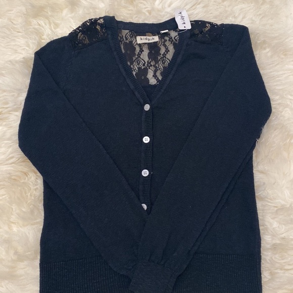 Kidpik Girls Ribbed Long Sleeve Top in Black. M - Picture 2 of 10